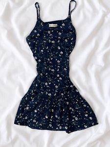 Navy Floral Print Mini Dress