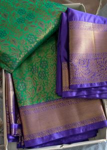Elegant Green & Purple Pattu Saree