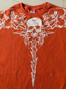 Orange Skull Graphic T-Shirt