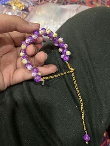 Purple Beaded Bracelet with chain