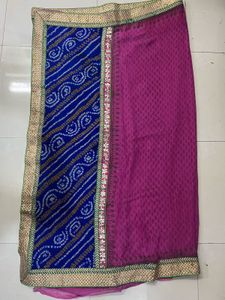 Bandhani Dupatta - Blue &amp; Pink