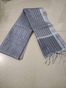 Elegant Grey Silk blended Striped Dupatta