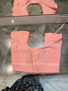 Peach Embroidered Saree with Blouse