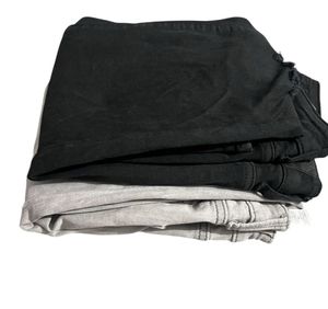 High rise Grey Distressed and black  Denim Jeans