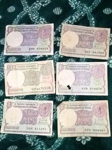 Vintage Indian One Rupee Notes Set