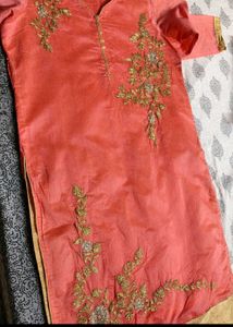 Elegant Peach Embroidered Kurta