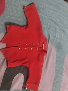 Red Ethnic Jacket with Gold Buttons