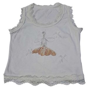 White Lace Trim Tank Top