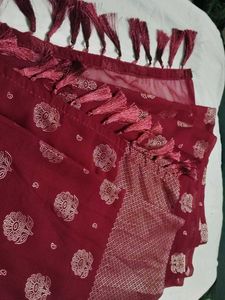 Maroon Saree with White Floral Print