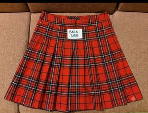 Red Plaid Pleated Mini Skirt from TOKYO