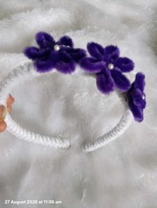 Purple Flower Hair Clips Set
