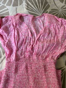 Pink Ruffle Mini Dress