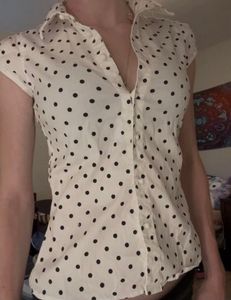 Chic Polka Dot Button-Up Top