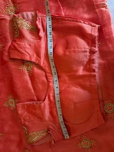 Elegant Peach Embroidered Saree
