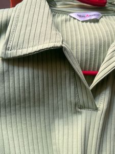 Lime Green Ribbed Polo T-Shirt