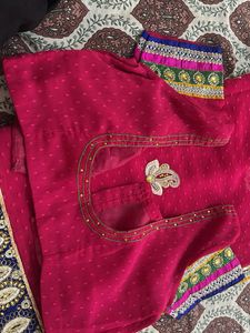 Beautiful Pink Saree with Embellishments