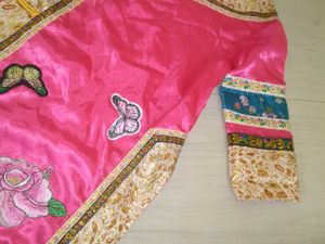 Elegant Pink Silk Gown with Floral Embroidery