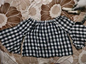 Buttoned Checked Top