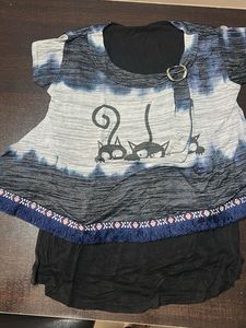 Cute Cat Print Top