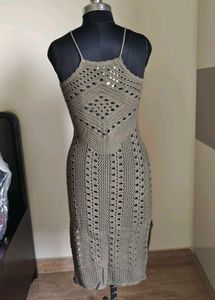 Olive color crochet dress