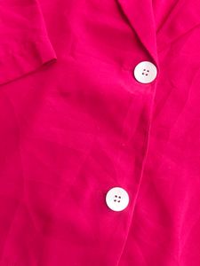 Vibrant Red Cropped Button-Up Top