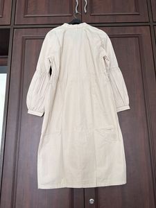 H&amp;M Beige Button-Up Midi Dress