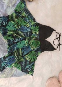 Leaf Print Swim Dress