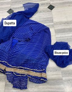 Blue Striped Dupatta & Blouse Piece