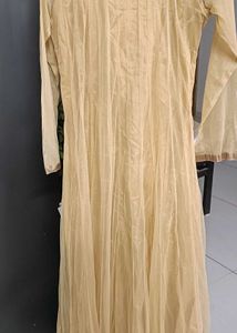Elegant Beige Pleated Kurta