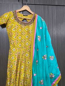 Elegant Yellow & Blue Kurta Set