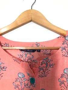 Glam Roots Peach Floral Printed Kurtas(Women’s)