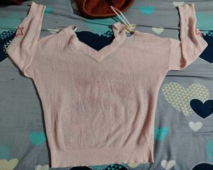 Pink Shoulder Long Sleeve Top