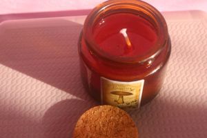 Red Scented Candles in Amber Jars