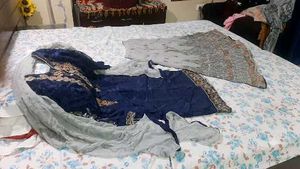 Designer Navy Blue sharara  Choli with Dupatta
