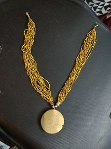 Boho Yellow Beaded Statement Necklace