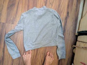 Grey Cropped Hoodie - organic cotton fabric