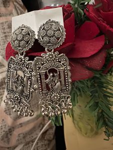 2 Combo Exquisite Oxidized Silver Jhumkas with Dan
