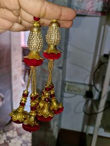 Gorgeous Red &amp; Gold Dupatta Tassels