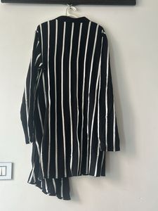 Black &amp; White Striped Tunic Top