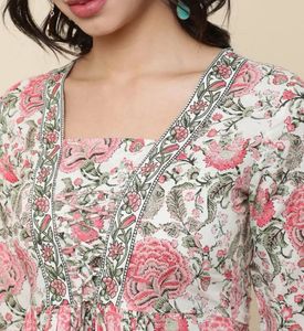 Floral Print Cotton Kurta
