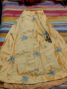 Yellow Embroidered Ethnic Skirt for teen girls