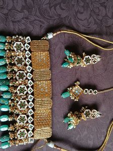 Kundan moti meenakari Necklace Set