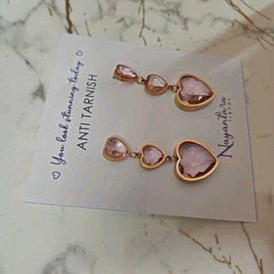 Pink Crystal heart Earrings