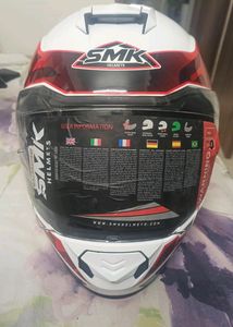 SMK Motorcycle Helmet - Red & White