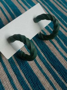 Green Twisted Hoop Earrings