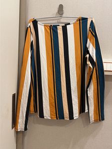 Boho Striped Knot Front Blouse
