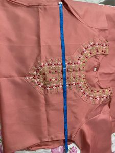Elegant Peach Kurta Set with Floral Dupatta