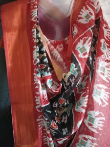 1-TimeUsed ElegantIkkatSilkSaree +StichedBlouse