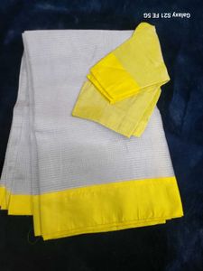 Elegant White Saree with Yellow Border
