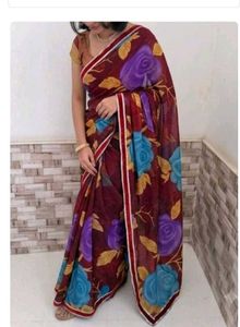 Beautiful Rose Print Saree